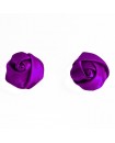 boucles d'oreilles fleurs violettes - puces ou clip - en satin