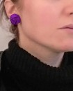 boucles d'oreilles fleurs violettes - puces ou clip - en satin