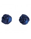 boucles d'oreilles : fleur de satin bleu roi - puces ou clip