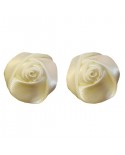boucles d'oreilles fleur ivoire - puces ou clips - en satin