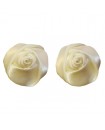 boucles d'oreilles fleur ivoire - puces ou clips - en satin