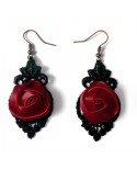 Boucles d'oreilles rouge bordeaux et noires