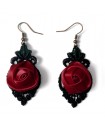 Boucles d'oreilles rouge bordeaux et noires