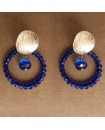 Boucles d'oreilles créoles bleu et doré
