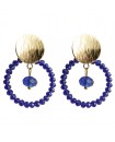 Boucles d'oreilles créoles bleu et doré