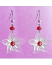 boucles d'oreilles - fleur blanche et rouge