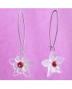 boucles d'oreilles - fleur blanche et rouge