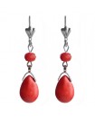 boucles d'oreilles goutte rouge et argenté