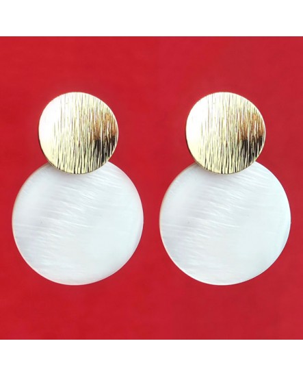 boucles d'oreilles disque de nacre blanche