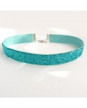 Choker à paillettes bleu turquoise, collier en velours brillant