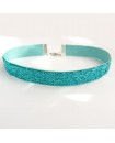 Choker à paillettes bleu turquoise, collier en velours brillant
