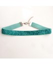 Choker à paillettes bleu turquoise, collier en velours brillant