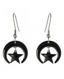 Boucles d'oreilles étoile noire et croissant de lune