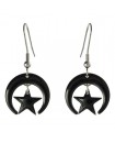 boucles d'oreilles étoile noire et croissant de lune