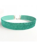 Choker à paillettes vert turquoise, collier en velours brillant