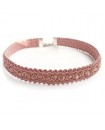 Collier ras de cou en dentelle vieux rose choker baroque