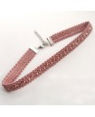 Collier ras de cou en dentelle vieux rose choker baroque