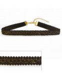 Collier choker dentelle noir et doré