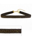 Collier choker dentelle noir et doré