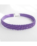 Collier ras de cou violet et doré, choker en dentelle