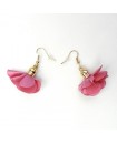 Boucles d'oreilles pompons rose fuchsia en satin