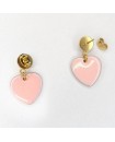 Boucles d'oreilles puces à coeur rose
