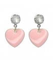Boucles d'oreilles puces à coeur rose