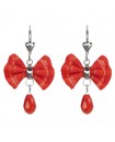 Boucles d'oreilles dormeuses noeud papillon rouge