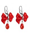 Boucles d'oreilles dormeuses noeud papillon rouge