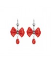 Boucles d'oreilles dormeuses noeud papillon rouge