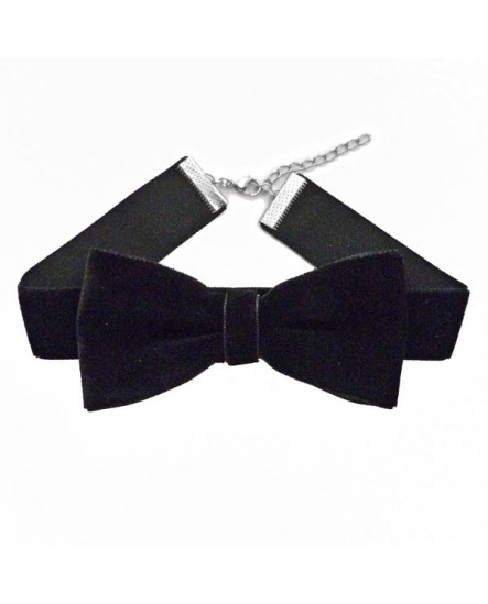 Collier ras de cou gothique velours noir noeud papillon