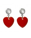 Boucles d'oreilles pendantes coeurs rouges
