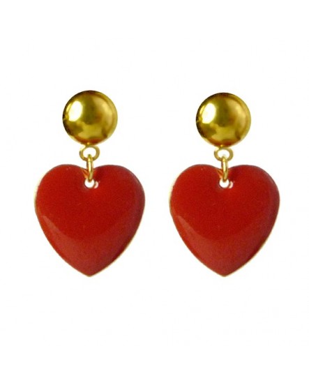 Boucles d'oreilles pendantes coeurs rouges