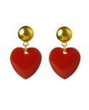 Boucles d'oreilles pendantes coeurs rouges