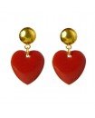 Boucles d'oreilles pendantes coeurs rouges