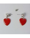 Boucles d'oreilles pendantes coeurs rouges
