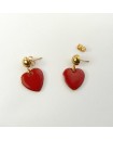 Boucles d'oreilles pendantes coeurs rouges