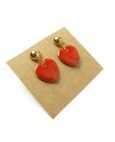 Boucles d'oreilles pendantes coeurs rouges
