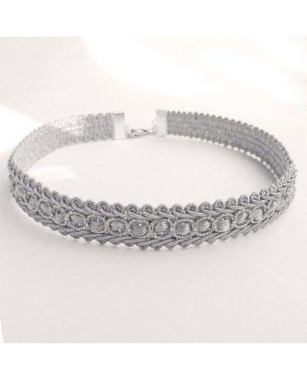 Collier Choker Ras du Cou Dentelle Argentée - Style Baroque Chic pour Femme