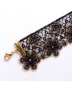 Collier délicat dentelle florale noire et doré - ras de cou femme style rétro
