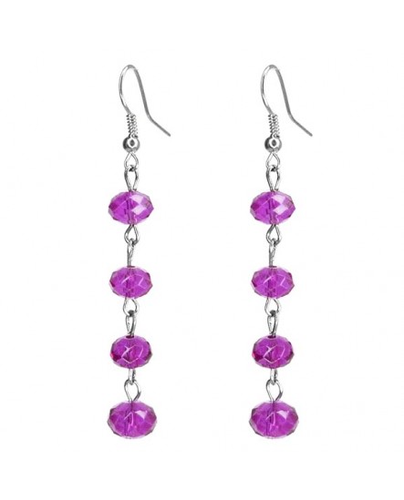 Boucles d'oreilles pendantes minimalistes perles rose fuchsia