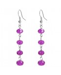 Boucles d'oreilles pendantes minimalistes perles rose fuchsia