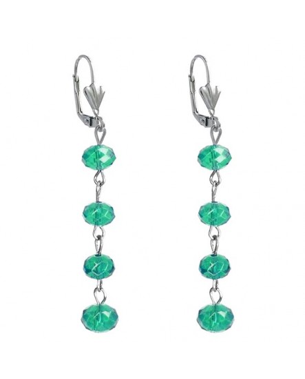 Boucles d'oreilles pendantes minimalistes perles vert émeraude