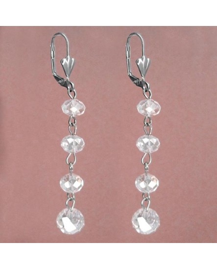 Boucles d'oreilles pendantes minimalistes perles transparentes