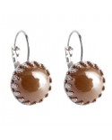 Boucles d'oreilles dormeuses rétro cabochon marron café