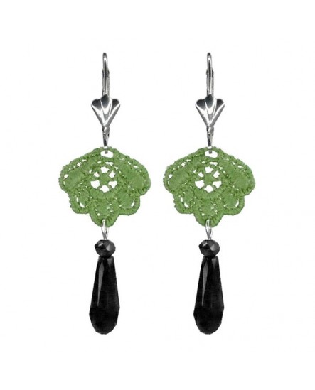 Boucles d'oreilles petites fleurs vertes