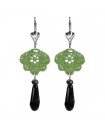 Boucles d'oreilles petites fleurs vertes