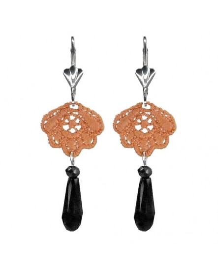 Boucles d'oreilles petites fleurs orange