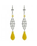 Boucles d'oreilles baroques argentees grandes gouttes jaune