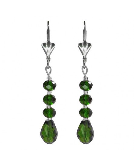 Boucles d oreilles dormeuses gouttes vert olive